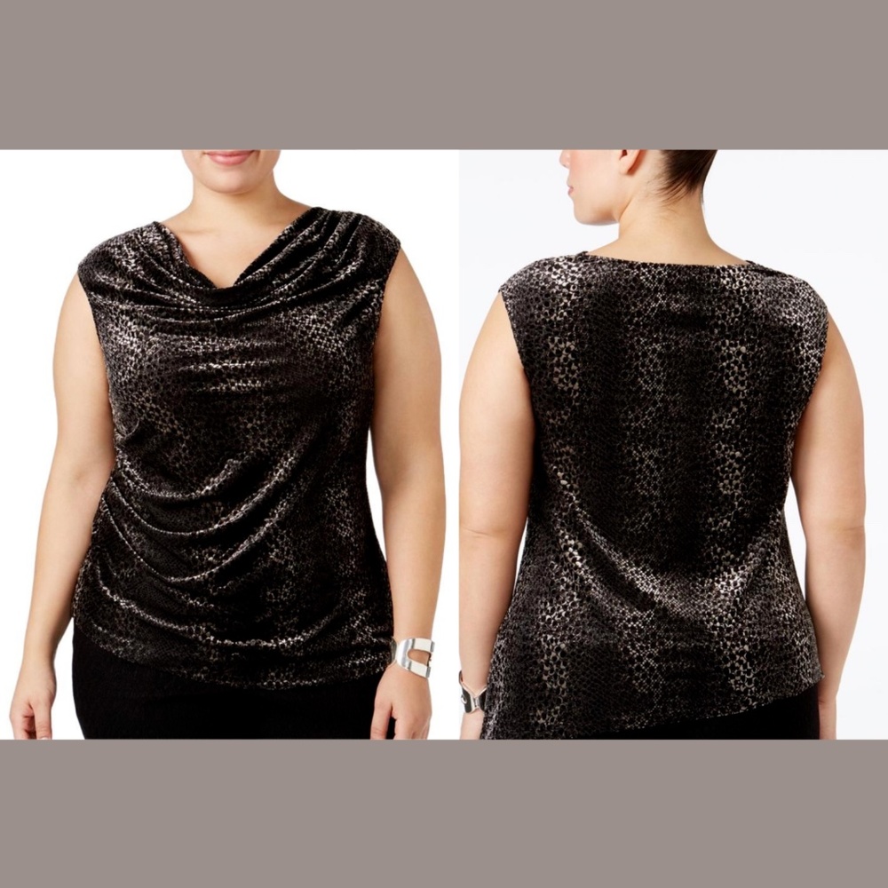 NWT Calvin Klein Cowl Neck Sleeveless Velvet Top